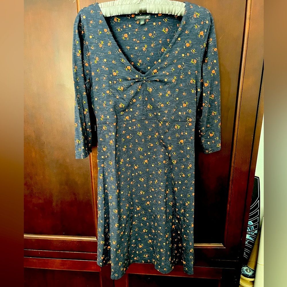 Toad&Co Navy Sundress with V-Neck 3/4 Sleeves